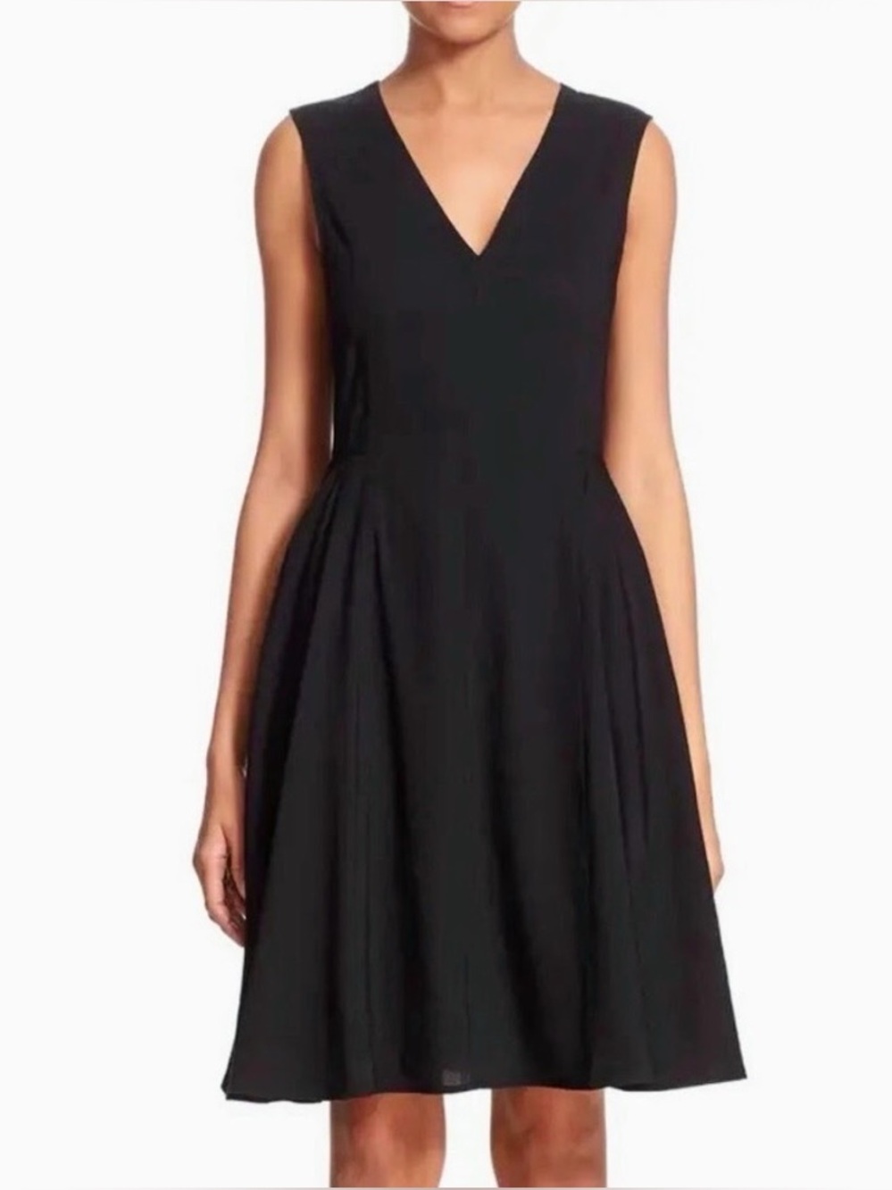 Theory Black Linen Blend V Neck Kalsington Crunch Wash Dress | Size 00